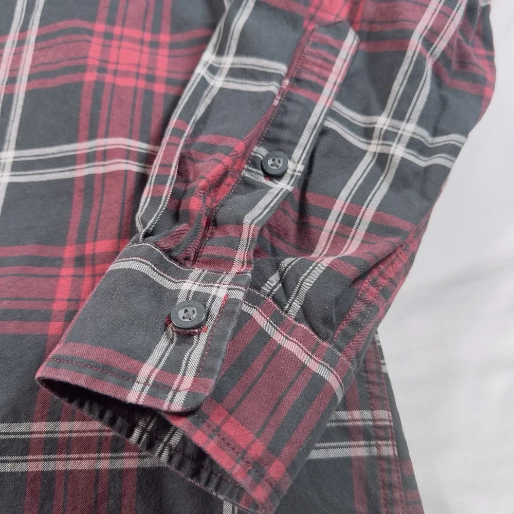 Orvis Shirt Men L Button Up Red Plaid Flannel 100 Cotton Heavyweight Outdoor